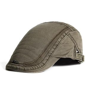החנות של נדב  בגדים Mens Cotton Embroidery Painter Beret Caps Casual Outdoor Visor Forward Hat