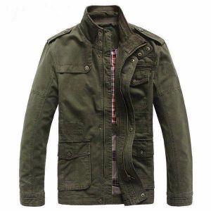 החנות של נדב  בגדים Big Size Men Outdoor Cotton Blend Multi Pockets Zipper Cargo Coat Jacket Outwear