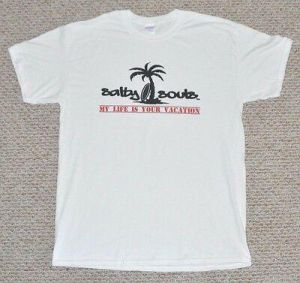 Salty Souls Palm Tree & Surfboard T-shirt Salt Sea Beach Fishing Surfing Life