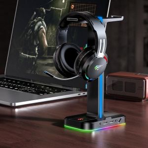 מעמד אוזניות גיימינג עם תאורת RGB וחיבורי USB