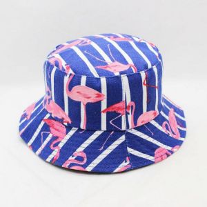 החנות של נדב  בגדים Double sided Striped Flamingo Pattern Cap Summer Outdoor Sunscreen Visor Fisherman Bucket Hat