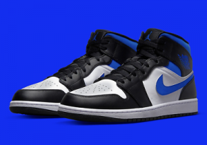 החנות של נדב  בגדים Nike Air Jordan 1 Mid Shoes Royal White Racer Blue Black 554724-140 Men's NEW