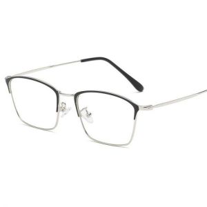 החנות של נדב  בגדים Men Light Metal PC Anti-fatigue Anti-blue Light Vogue Square Clear Lens Optical Glasses
