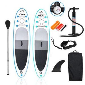 10,5 'Aufblasbares Stand Up Surfing SUP Paddle Board Set Tragbares Anti-Rutsch-System mit seitlicher Querruder-Rucksackrep
