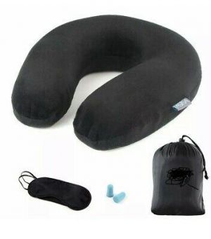 Memory Foam U Shaped Travel Sleep Pillow, Ear Plug And Eye Mask, Travel Bag🔥🔥