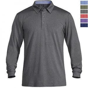Men&#039;s Long Sleeve Polo Pique Shirt Casual Quick Dry Performance Golf Work T Tops