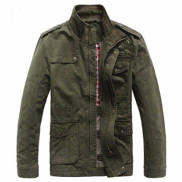החנות של נדב  בגדים Big Size Men Outdoor Cotton Blend Multi Pockets Zipper Cargo Coat Jacket Outwear