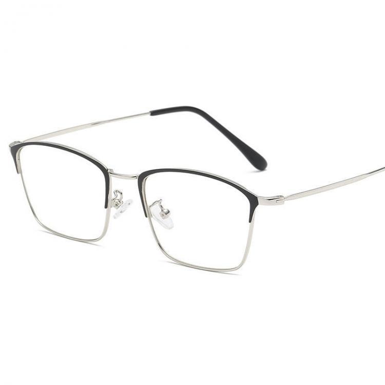 החנות של נדב  בגדים Men Light Metal PC Anti-fatigue Anti-blue Light Vogue Square Clear Lens Optical Glasses