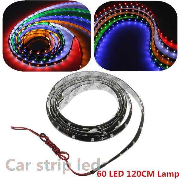 החנות של נדב  כלי רכב 120cm 60 LED Flexible Neon Strip Light Car Van 12V New
